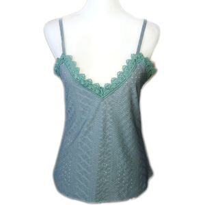 Sage Green Spaghetti Strap Camisole Sleeveless Tank Top, Small